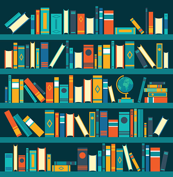 Vector of library book shelf background. Vector flat illustrations.